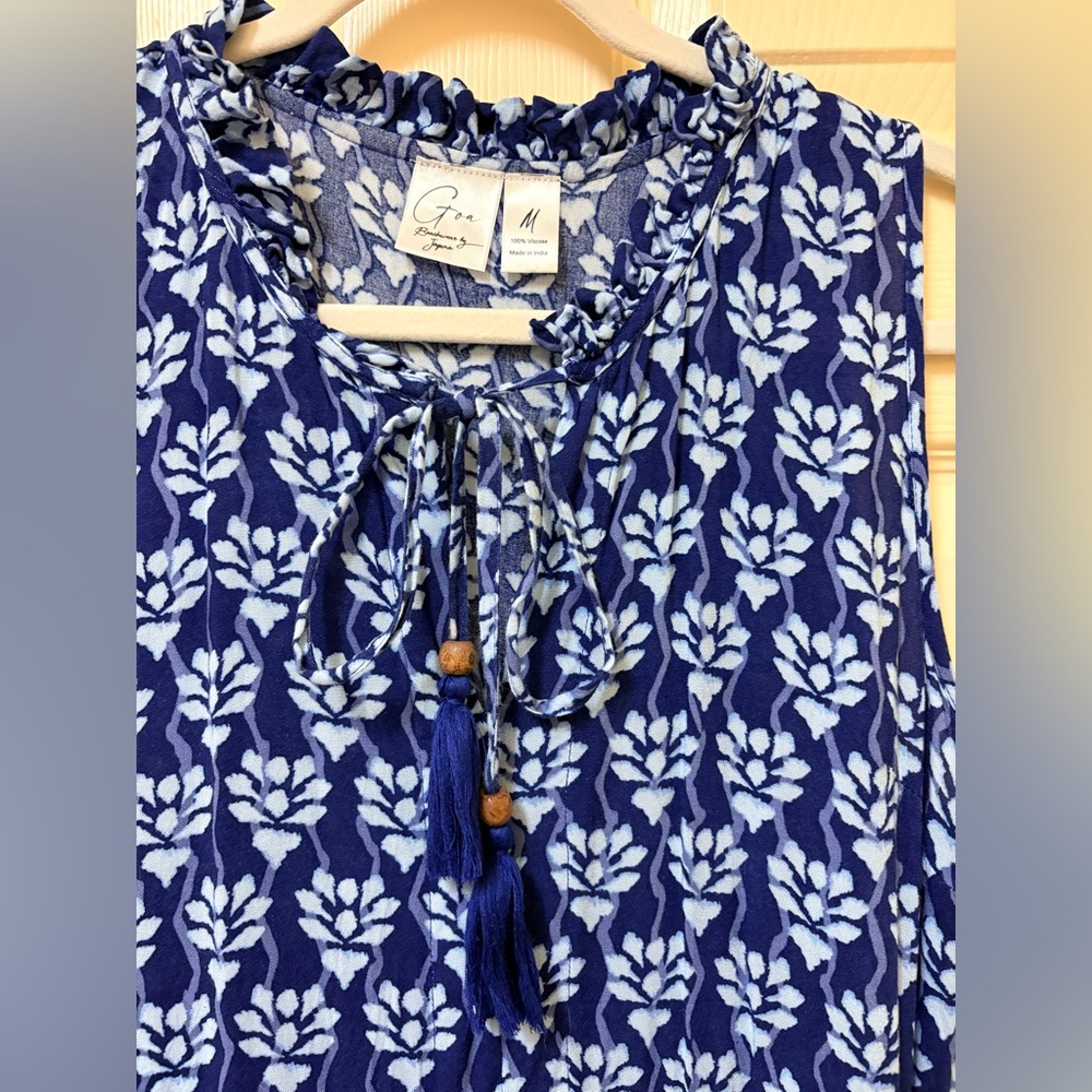 Goa Beachwear by Japna Navy Floral Sleeveless Maxi Dress Medium - Picture 4 of 7